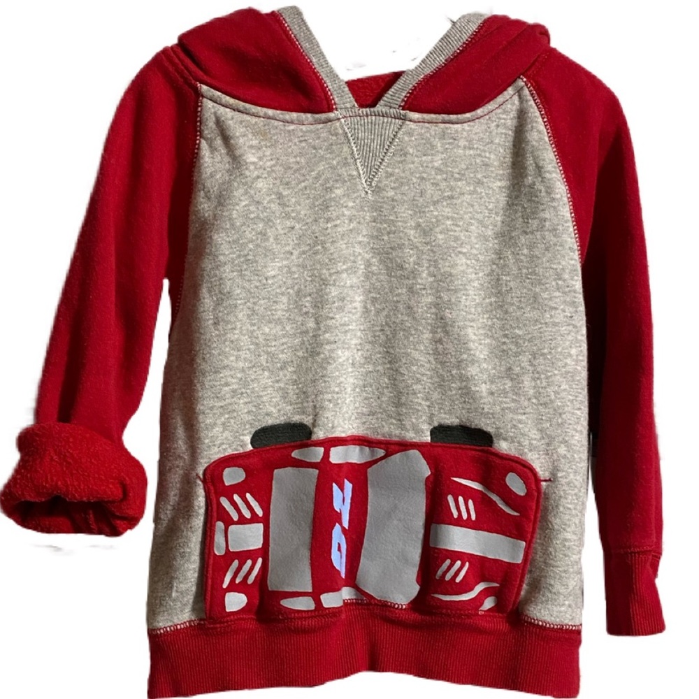 Like New! Boys Gymboree Red Race Car Fleece Hoodie Sz 2-3 t